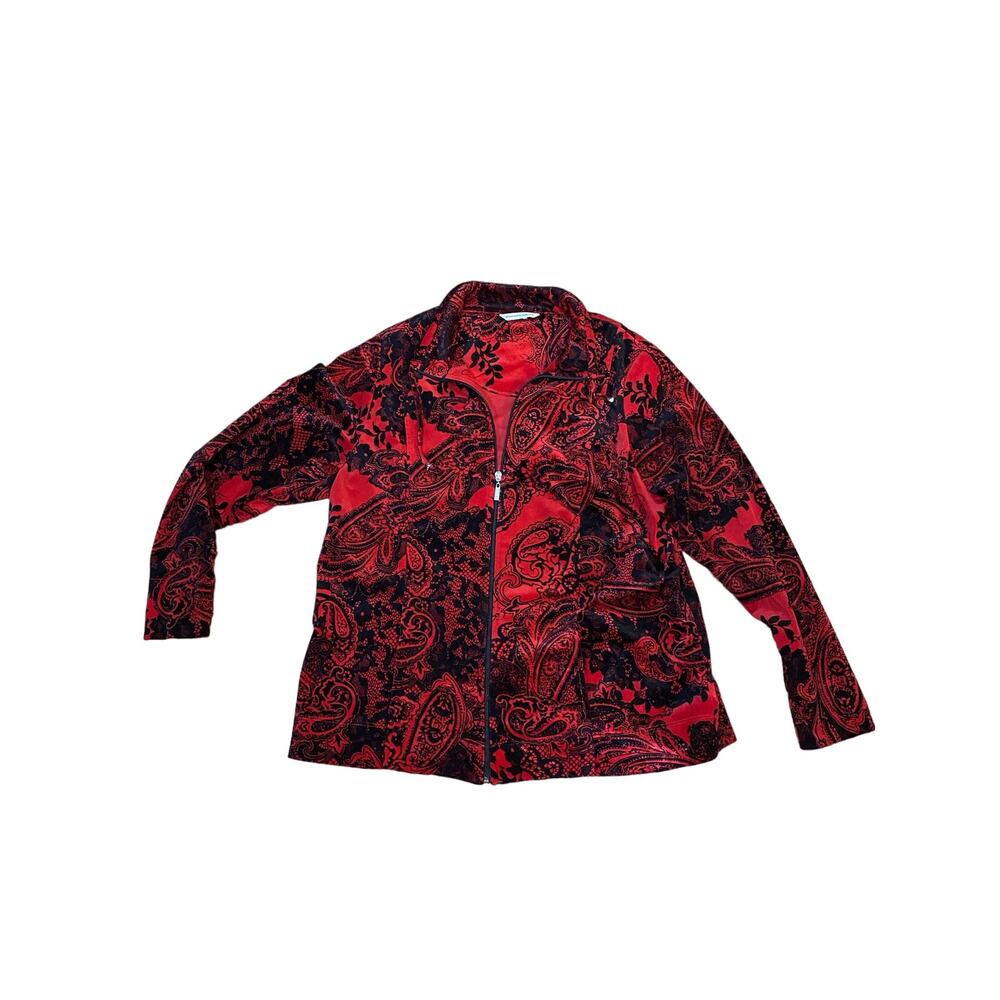Allison Daley red/black zip up jacket size Medium